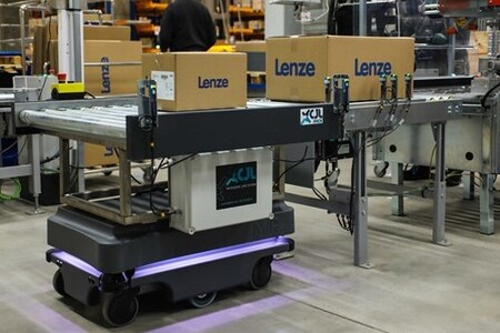 Robots móviles para transportar cajas al almacén